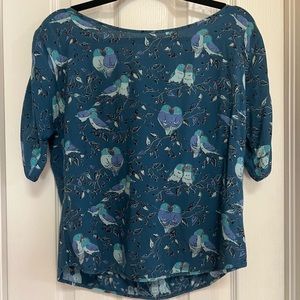 Emily and Finn top in lovebird print